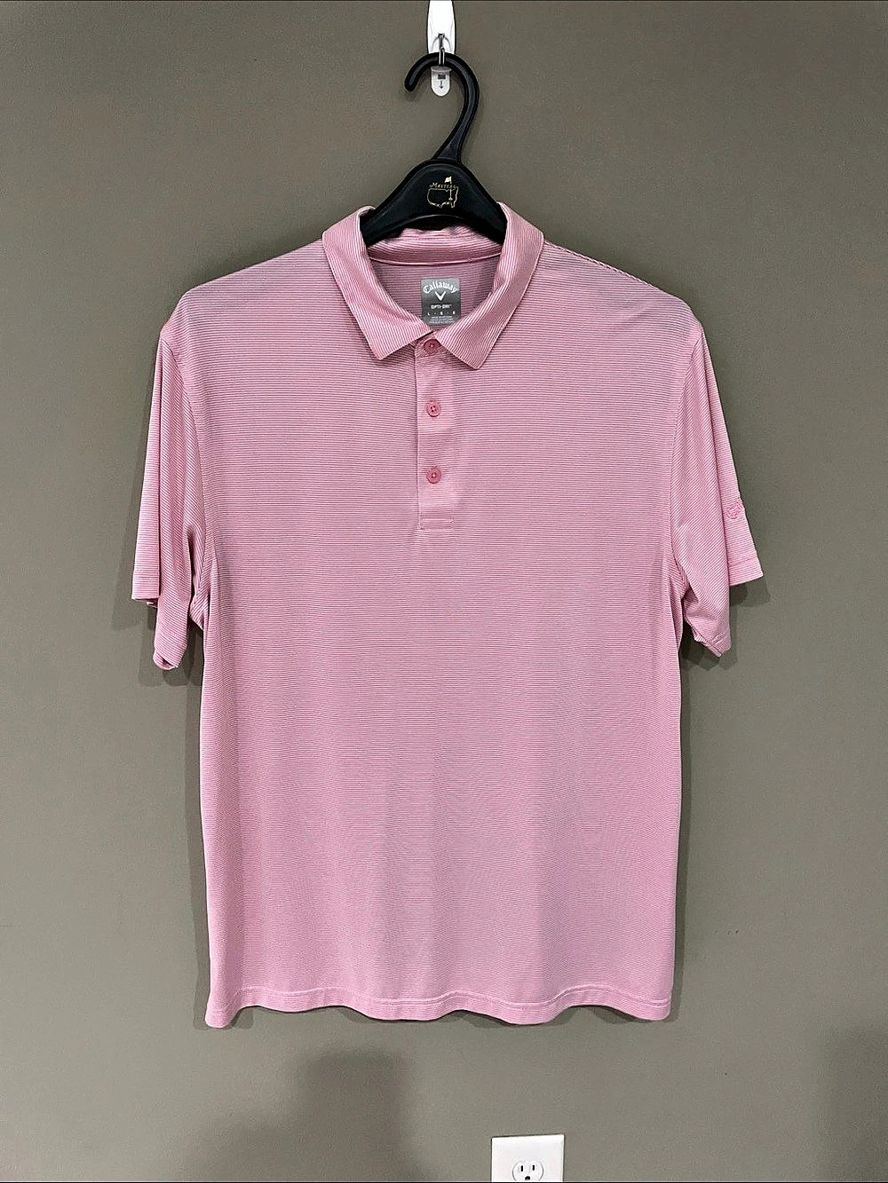 Callaway Opti-Dri Striped Golf Polo Pink & White Large